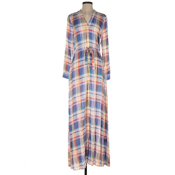 TYLHO Plaid Colorful Maxi Button Up Shirt Dress S - Picture 1 of 13